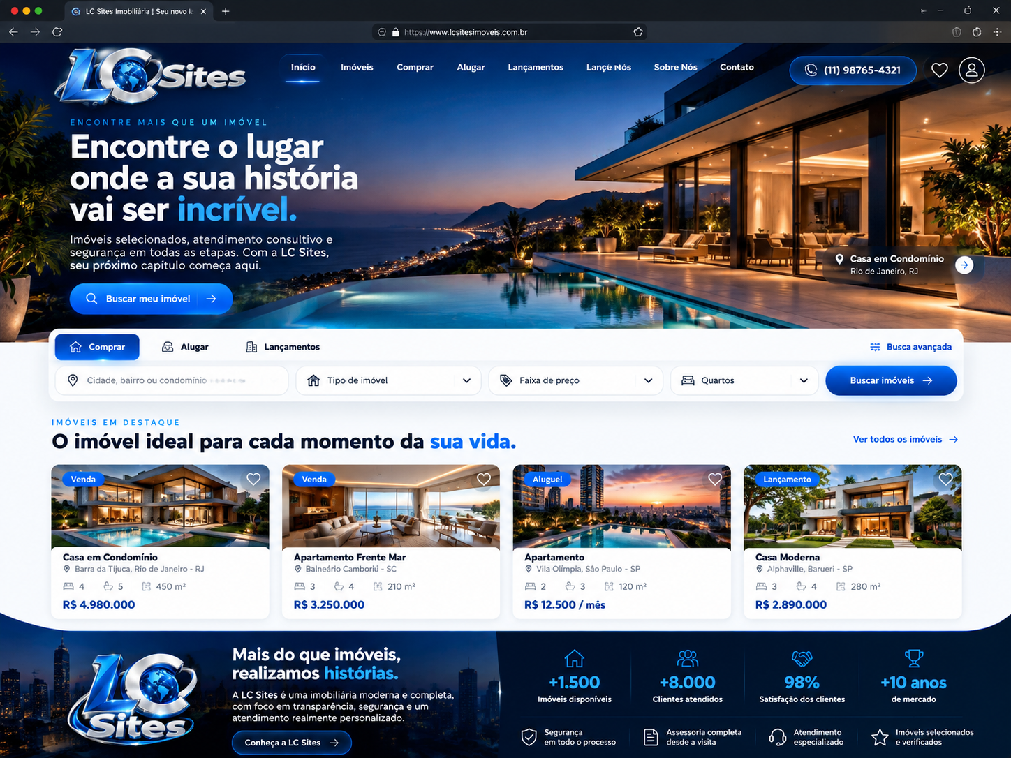 Exemplo de site institucional imobiliário