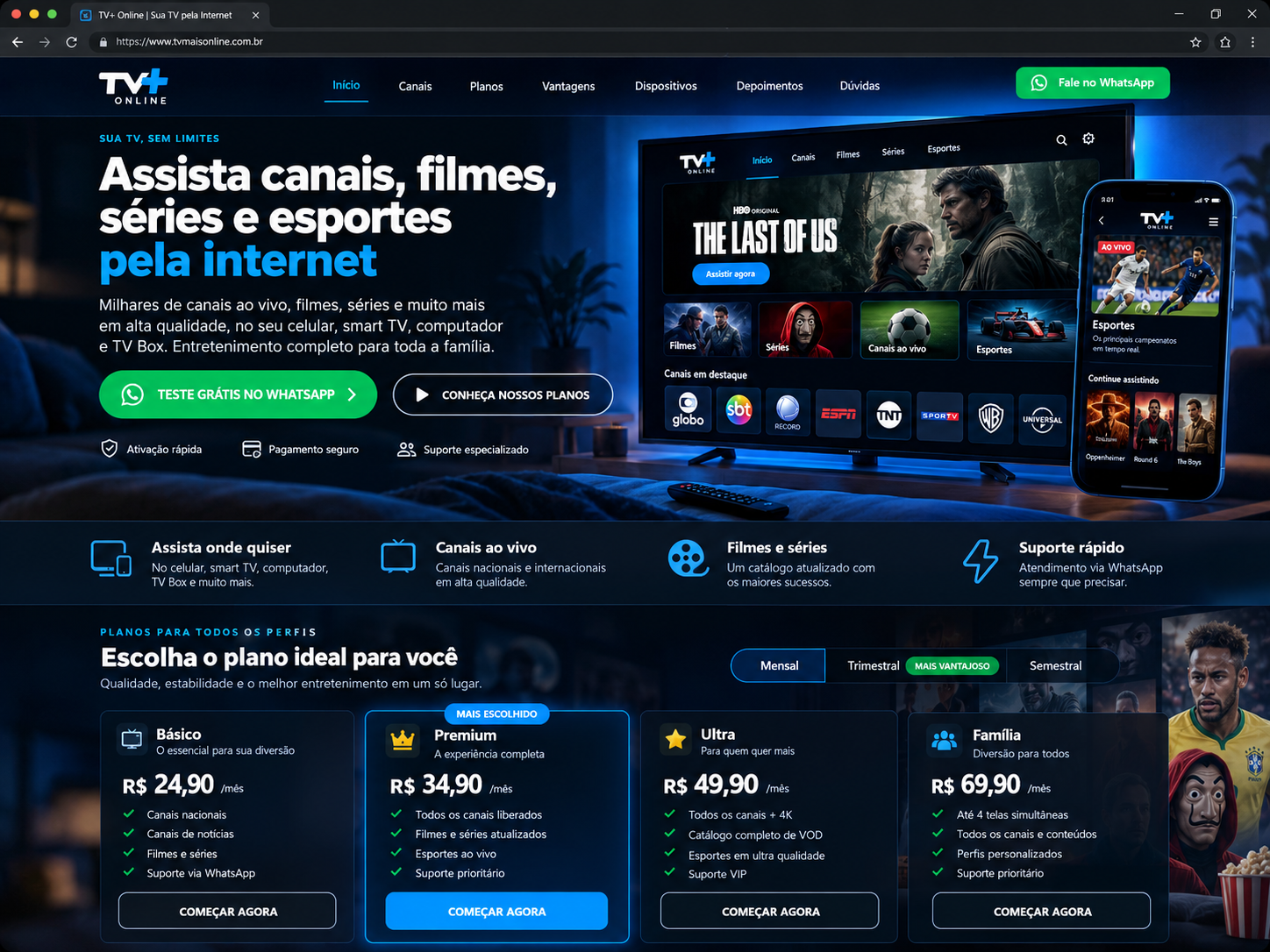 Modelo de site institucional para IPTV e TV pela internet