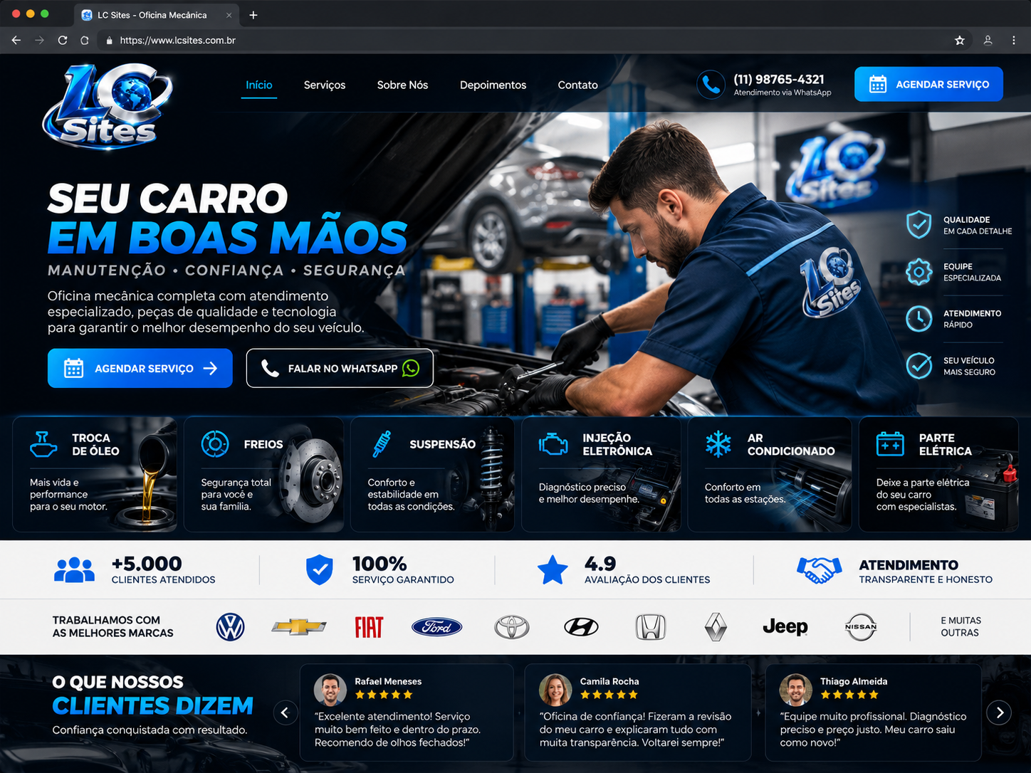 Exemplo de site para oficina mecânica