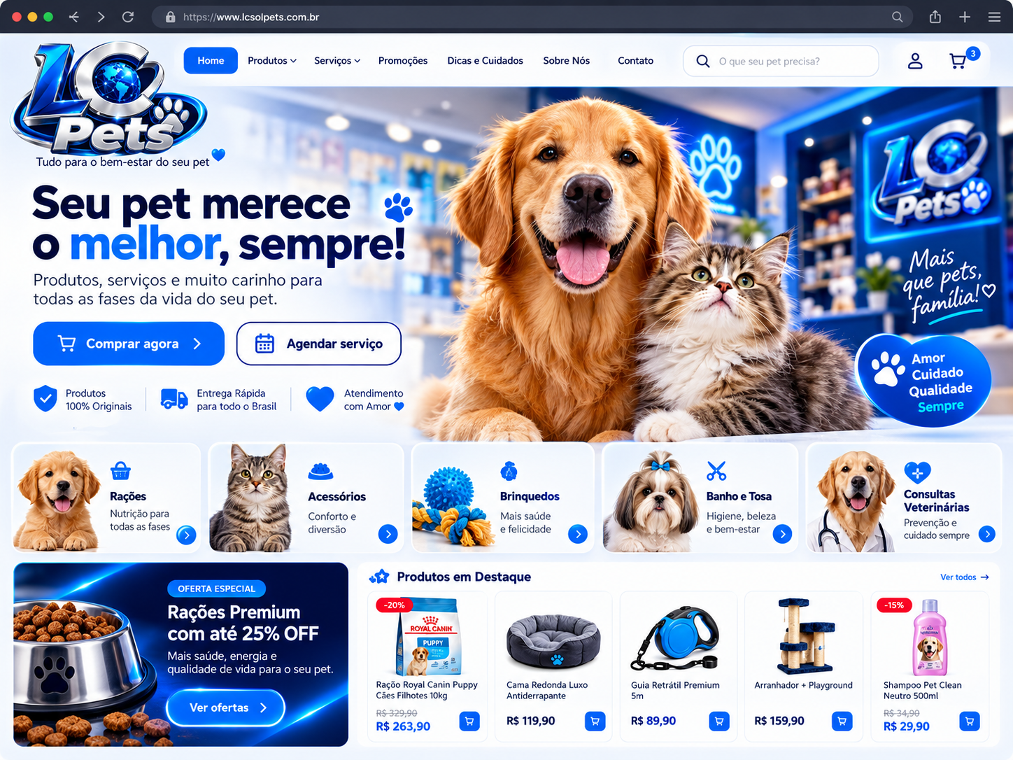 Exemplo de loja virtual para pet shop